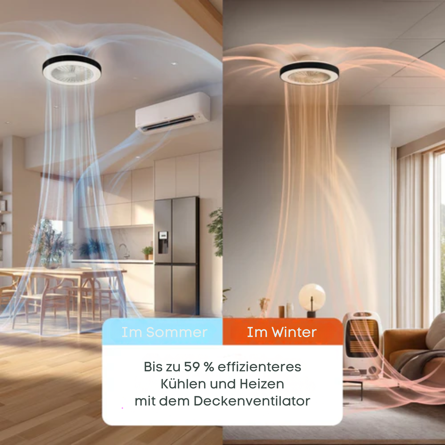 Nolt Deckenventilator - Mit Beleuchtung - LED RGBW - Tuya Wifi Smart - Mit Fernbedienung - ⌀ 50cm - Schwarz
