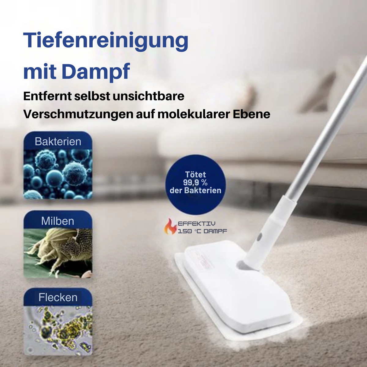 Samako Royal Elite Dampfreiniger - Handdampfer - Teppichreiniger - Weiß