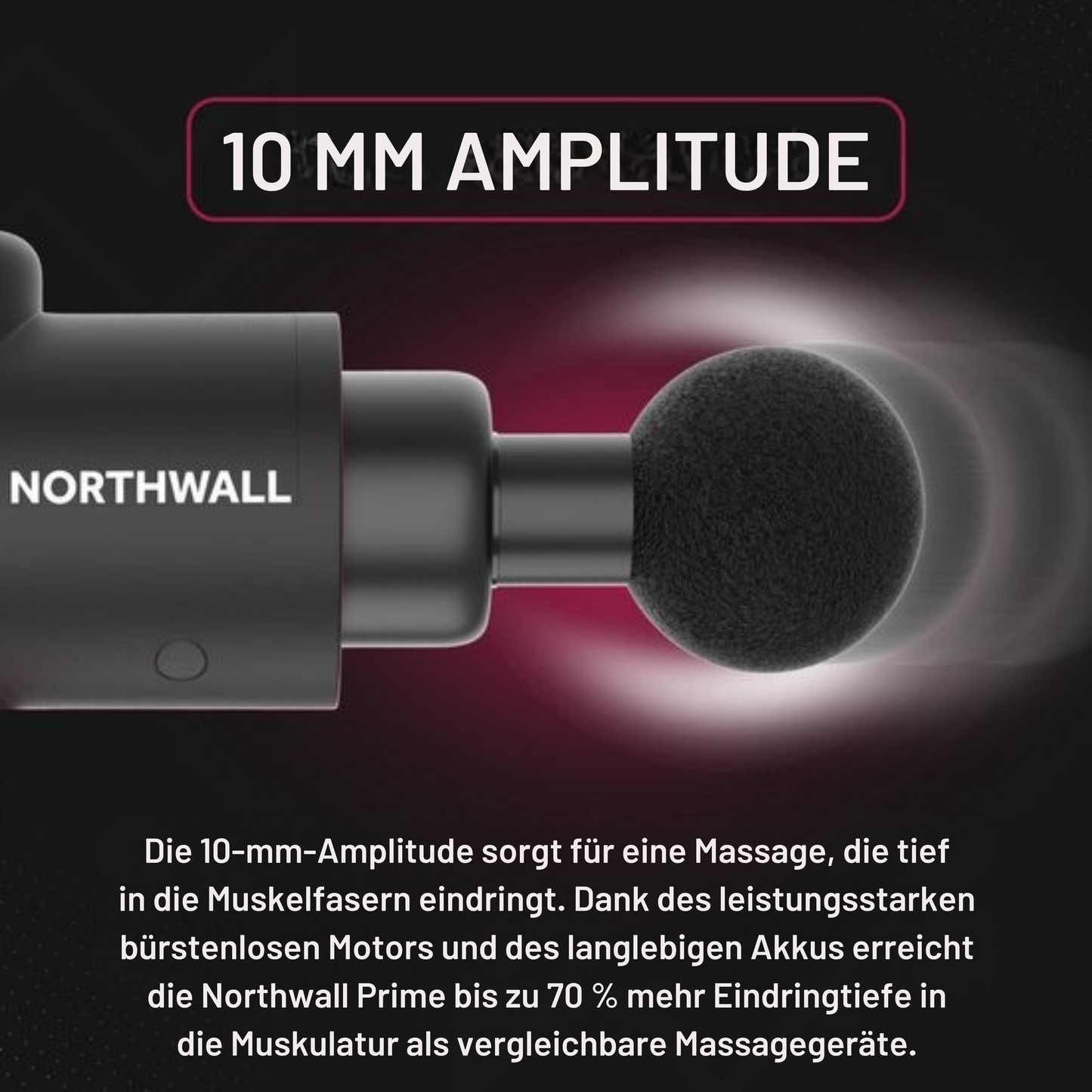 Northwall Massage Gun - 6 Aufsätze - Leistungsstark - Kabellos - Schwarz