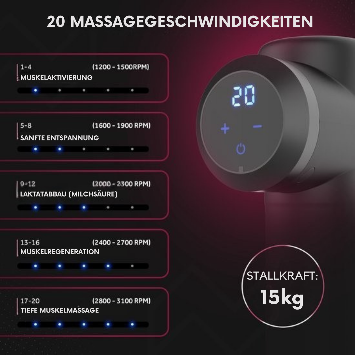 Northwall Massage Gun - 6 Aufsätze - Leistungsstark - Kabellos - Schwarz
