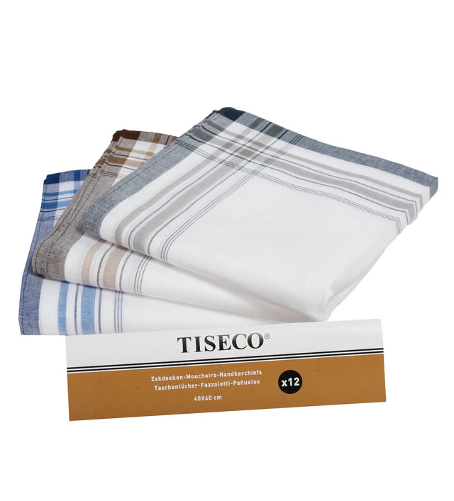 Tiseco 12er-Pack Herren-Taschentücher – White Summer – 40 x 40 cm