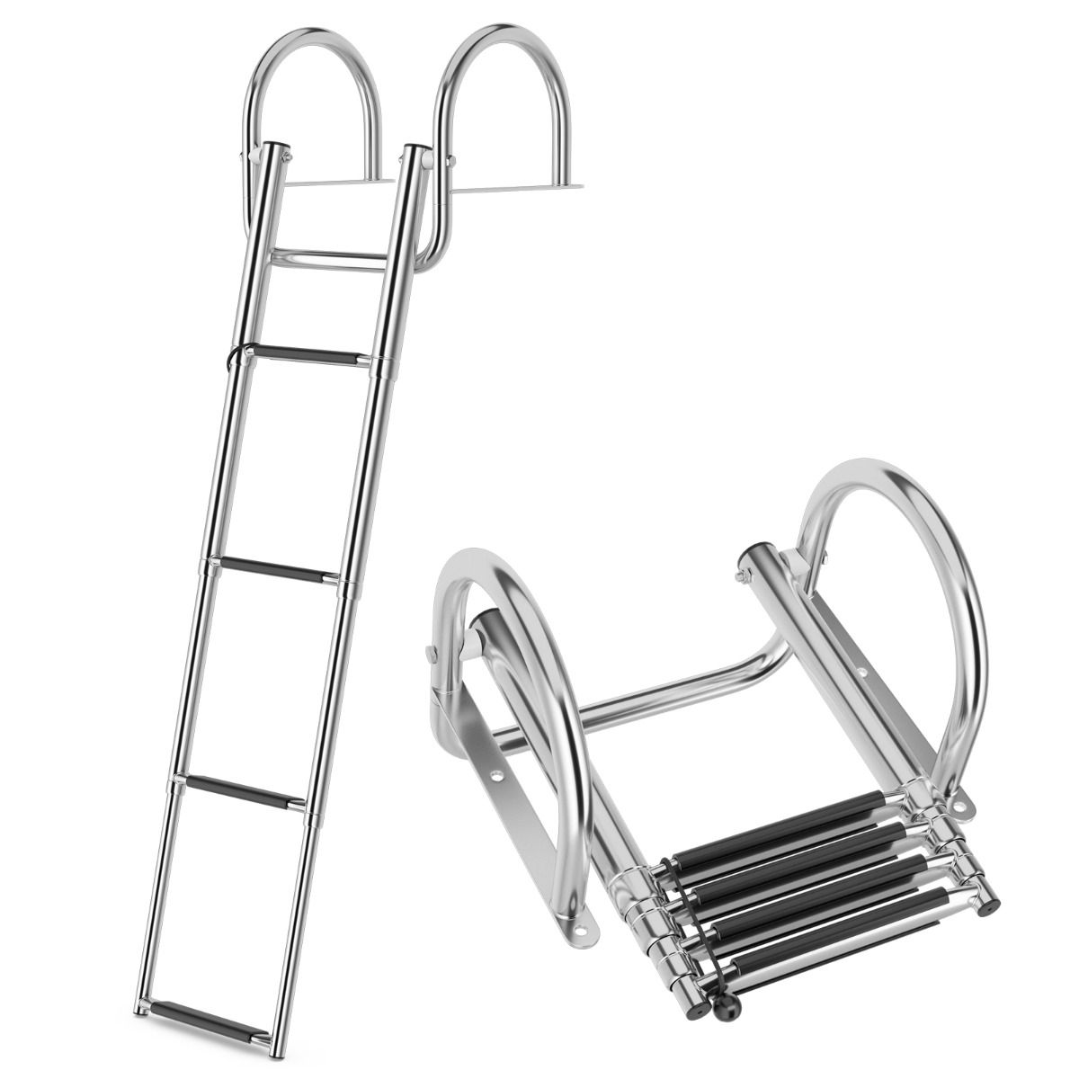 Coast Bootsleiter - Poolleiter - 4 Stufen - klappbar - rutschfest - 120 cm - Edelstahl