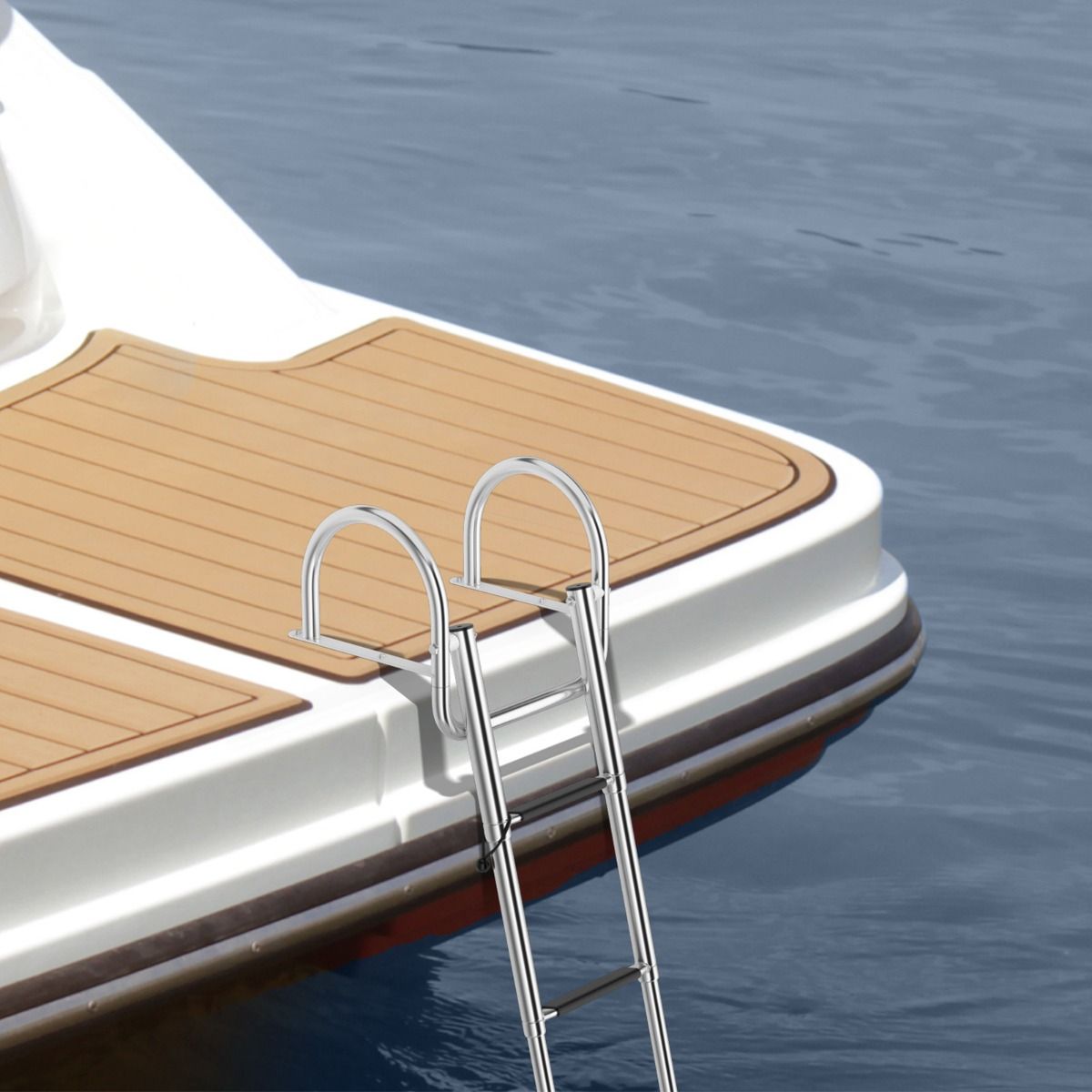 Coast Bootsleiter - Poolleiter - 4 Stufen - klappbar - rutschfest - 120 cm - Edelstahl