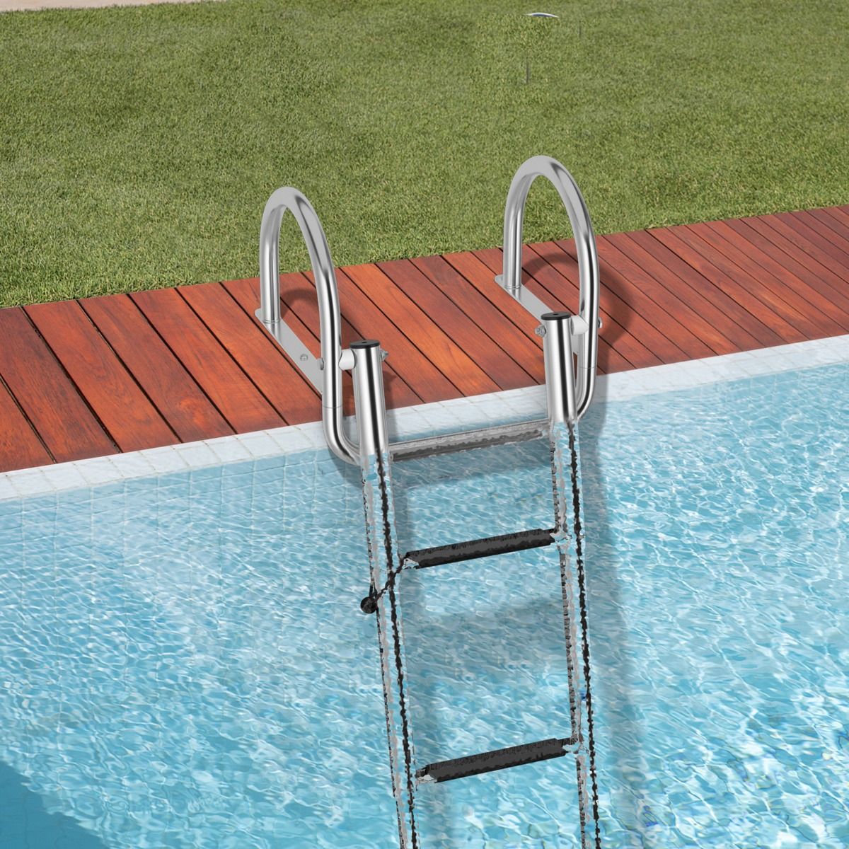 Coast Bootsleiter - Poolleiter - 4 Stufen - klappbar - rutschfest - 120 cm - Edelstahl