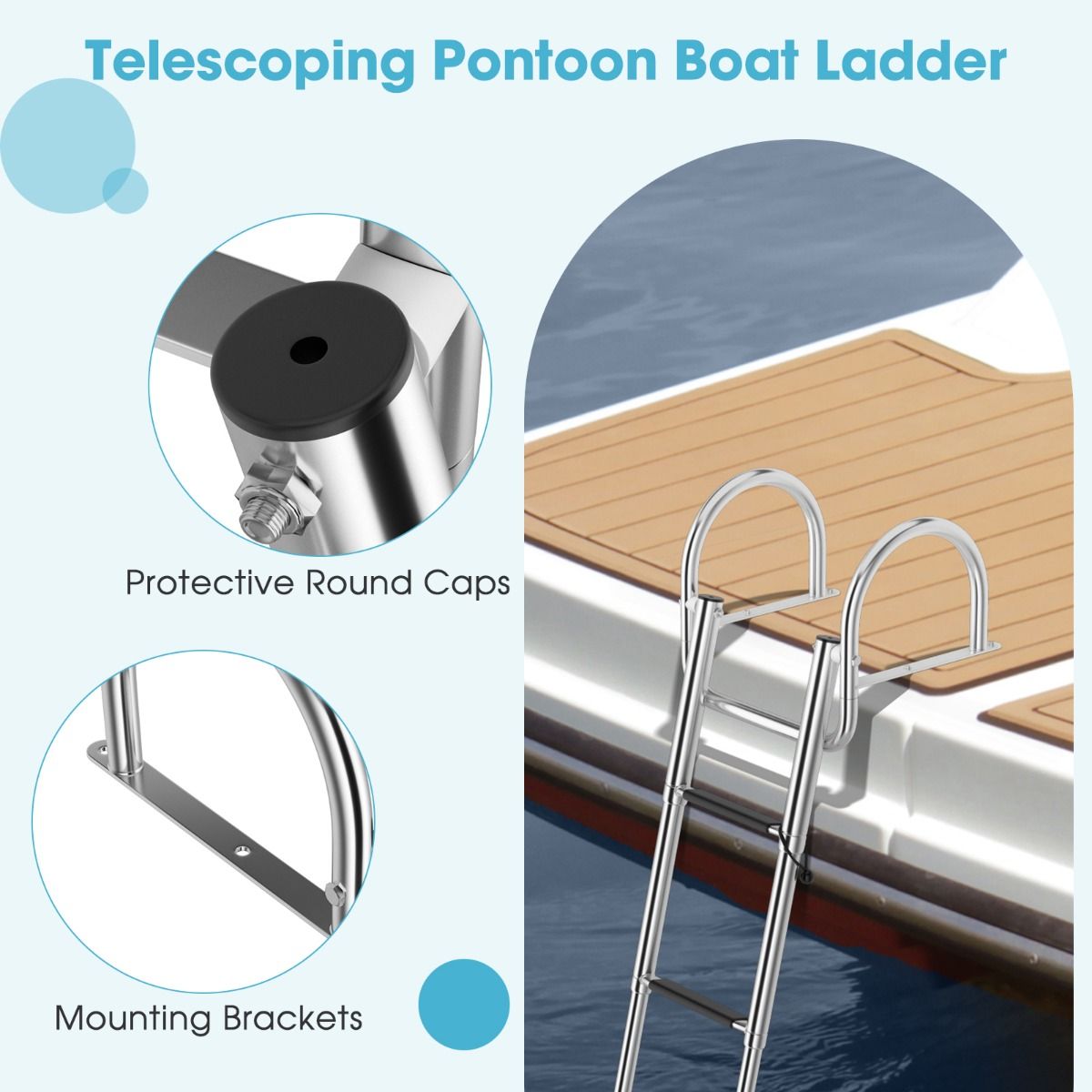 Coast Bootsleiter - Poolleiter - 4 Stufen - klappbar - rutschfest - 120 cm - Edelstahl