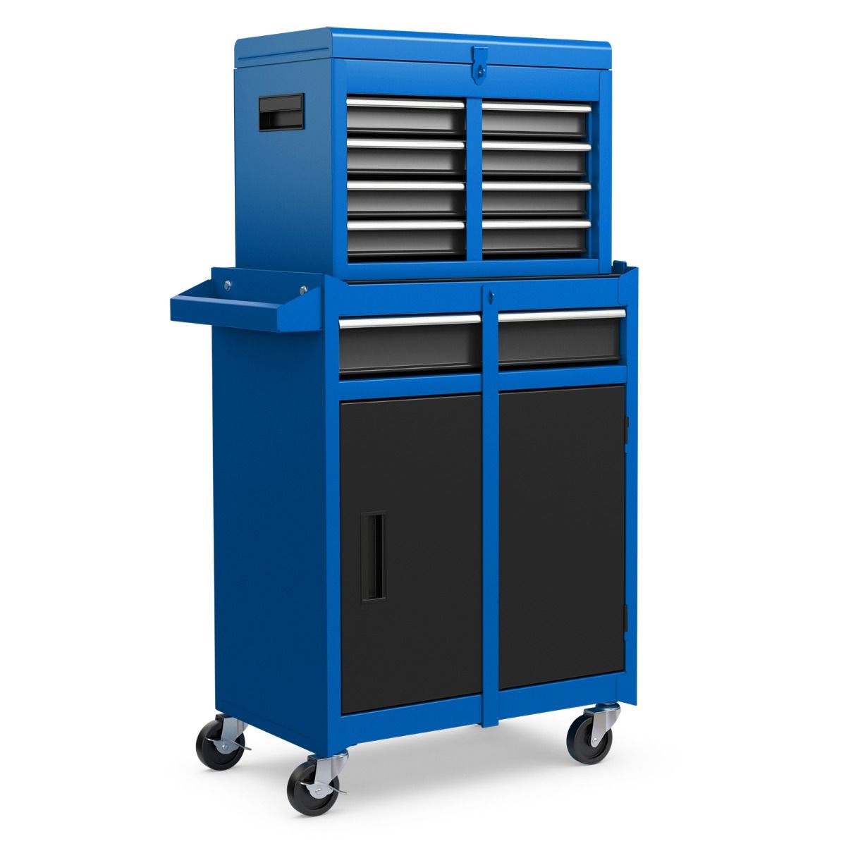 Coast Mobiler Werkzeugkasten (2-in-1) - 5 Schubladen, unterer Schrank und verstellbare Einlegeböden - 102 x 59 x 28 cm - Metall - Blau