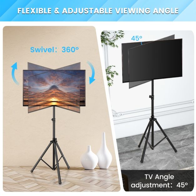 Coast TV-Ständer Höhenverstellbarer TV-Bodenständer für 21-47 Zoll Plasma/Lcd/Led TV & Flat bis zu 35 kg Tragbar 450 x 100 mm Schwarz