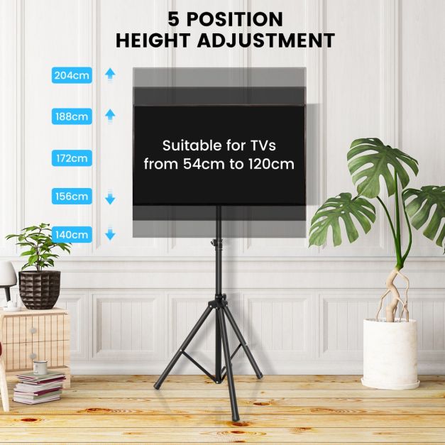 Coast TV-Ständer Höhenverstellbarer TV-Bodenständer für 21-47 Zoll Plasma/Lcd/Led TV & Flat bis zu 35 kg Tragbar 450 x 100 mm Schwarz