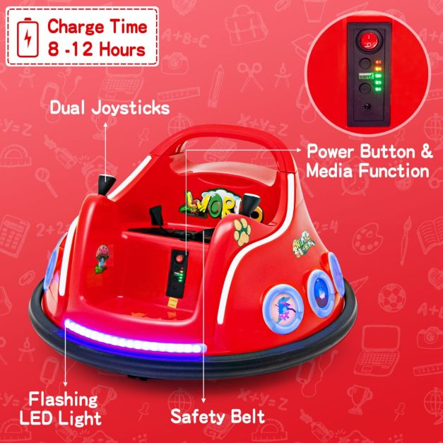 Coast Autoscooter - 360 Grad drehbar - 12V - Inkl. Musik & Licht - 73x73x43cm - Rot