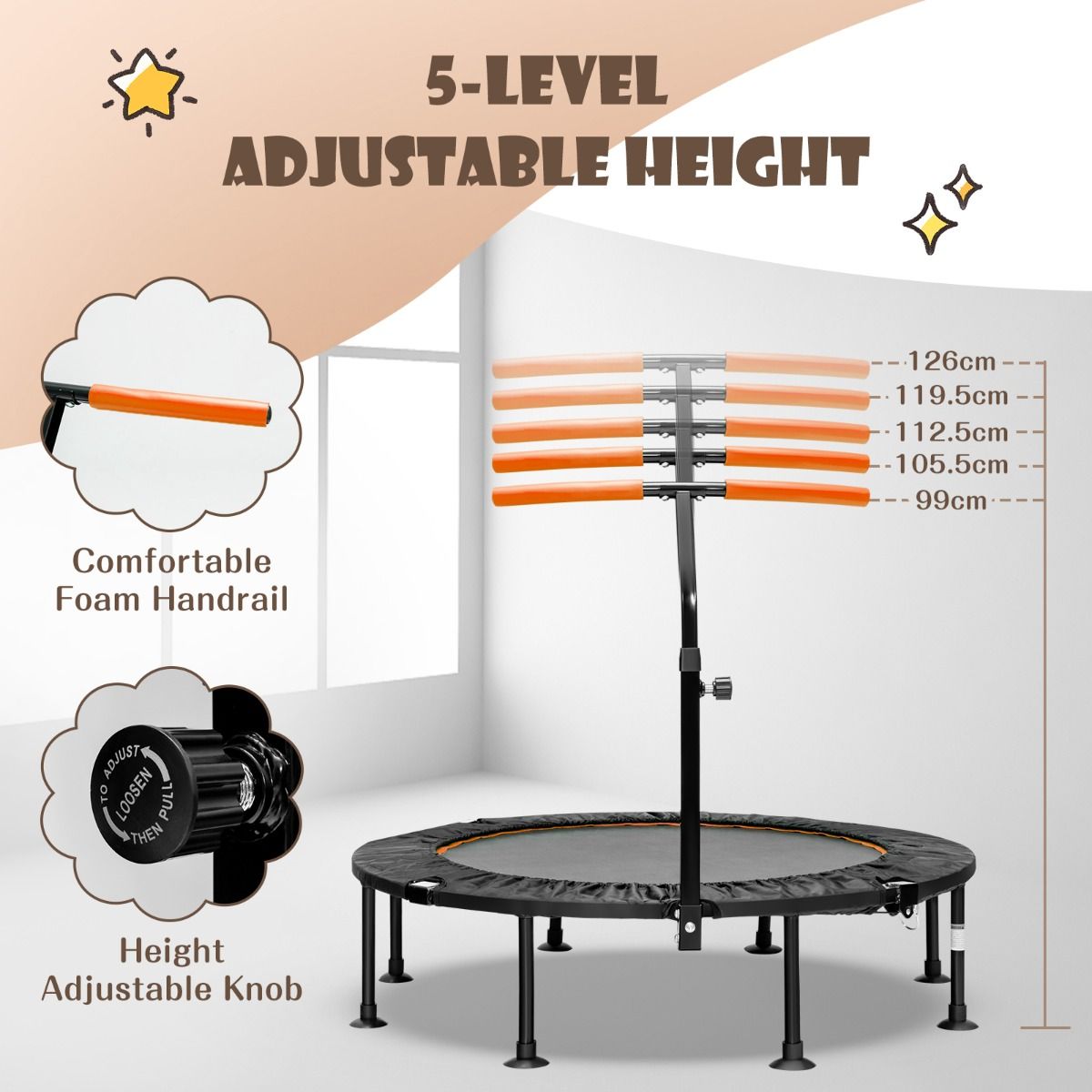 Coast Mini-Trampolin mit verstellbarem Griff - bis zu 100kg - Ã˜117cm