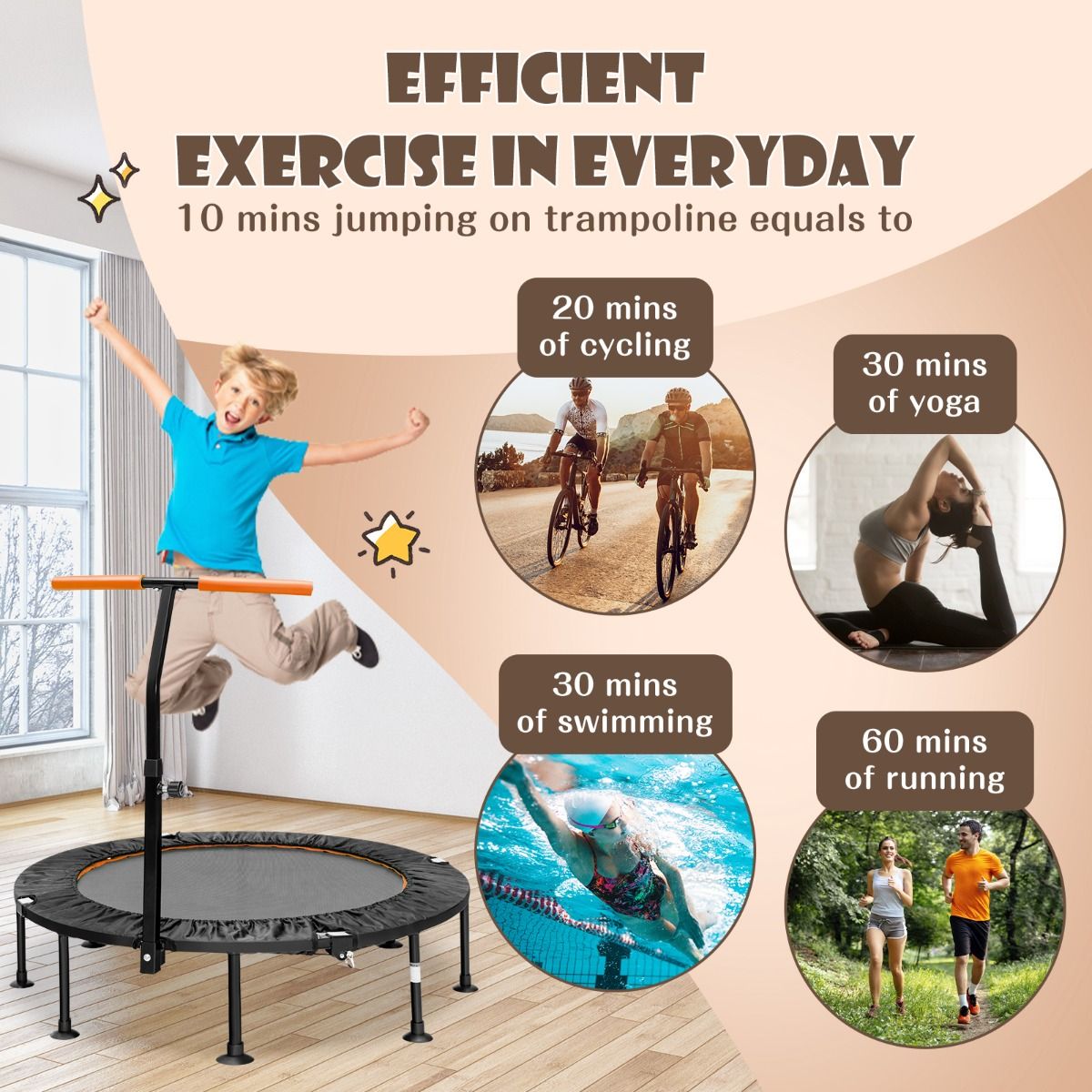 Coast Mini-Trampolin mit verstellbarem Griff - bis zu 100kg - Ã˜117cm