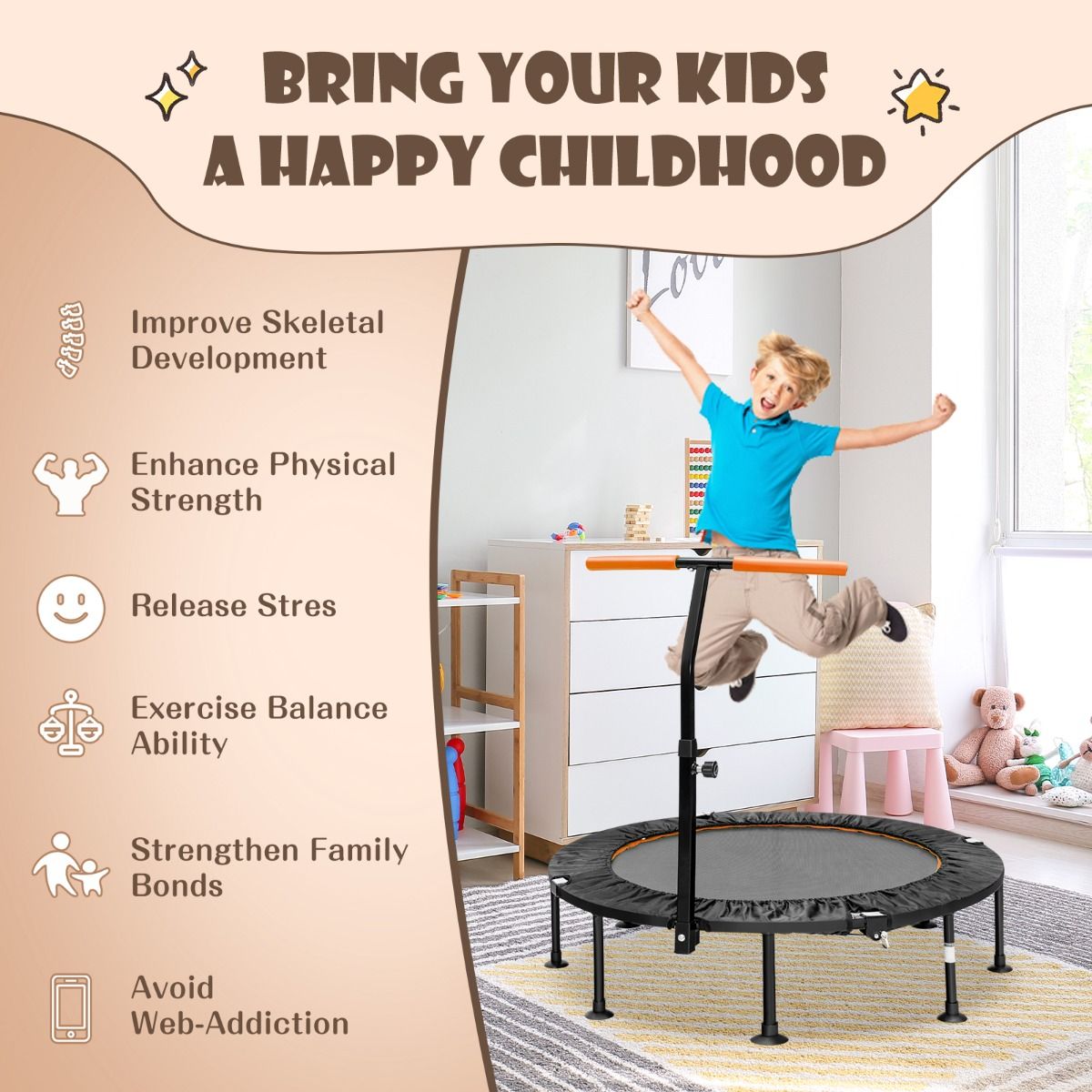 Coast Mini-Trampolin mit verstellbarem Griff - bis zu 100kg - Ã˜117cm