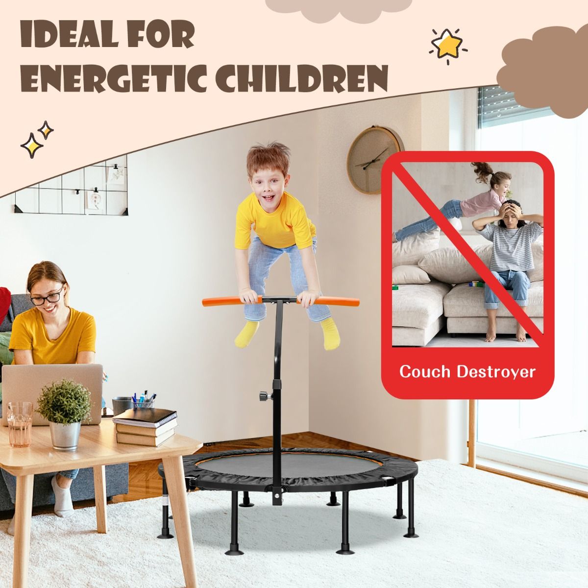 Coast Mini-Trampolin mit verstellbarem Griff - bis zu 100kg - Ã˜117cm