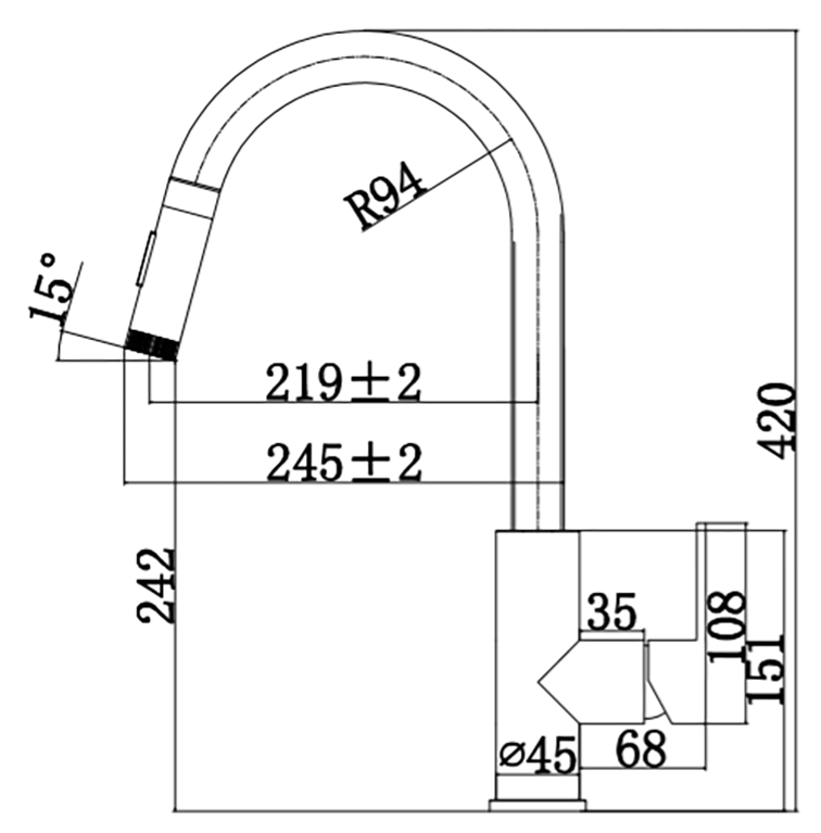 Copa Küchenarmatur K8800B Edelstahl Schwarz