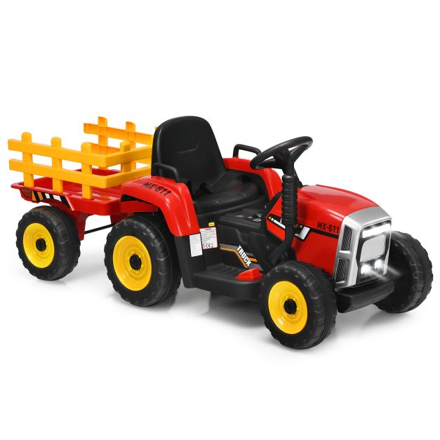 Coast Kindertraktor - LED - 3 Gänge - Inkl. Anhänger - 135 x 51 x 53 cm - Rot