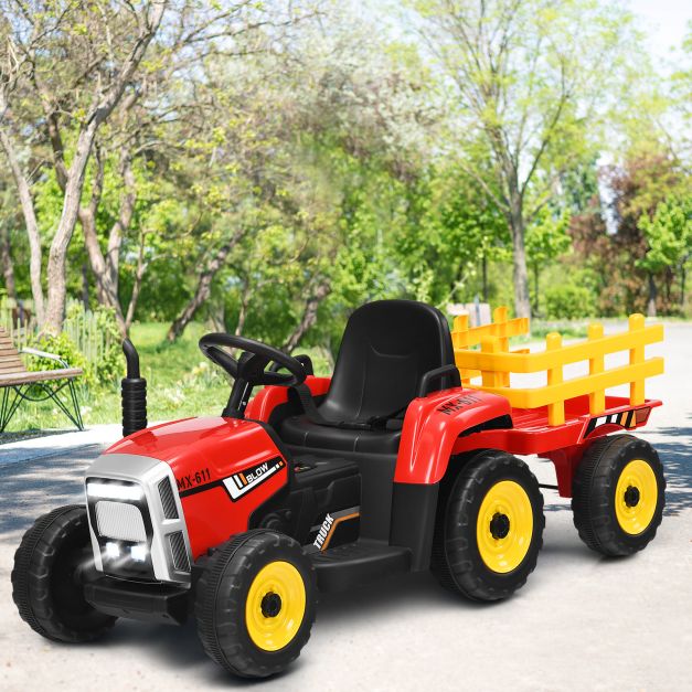 Coast Kindertraktor - LED - 3 Gänge - Inkl. Anhänger - 135 x 51 x 53 cm - Rot
