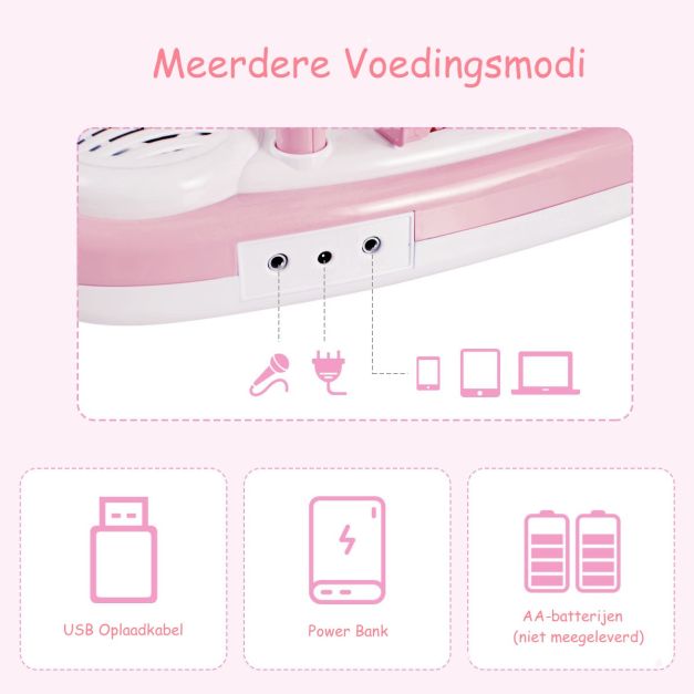 Elektrisches Keyboard mit 37 Tasten für Kinder - Spielzeugklavier mit Mikrofon, Rhythmuslicht und abnehmbaren Füßen - Pink
