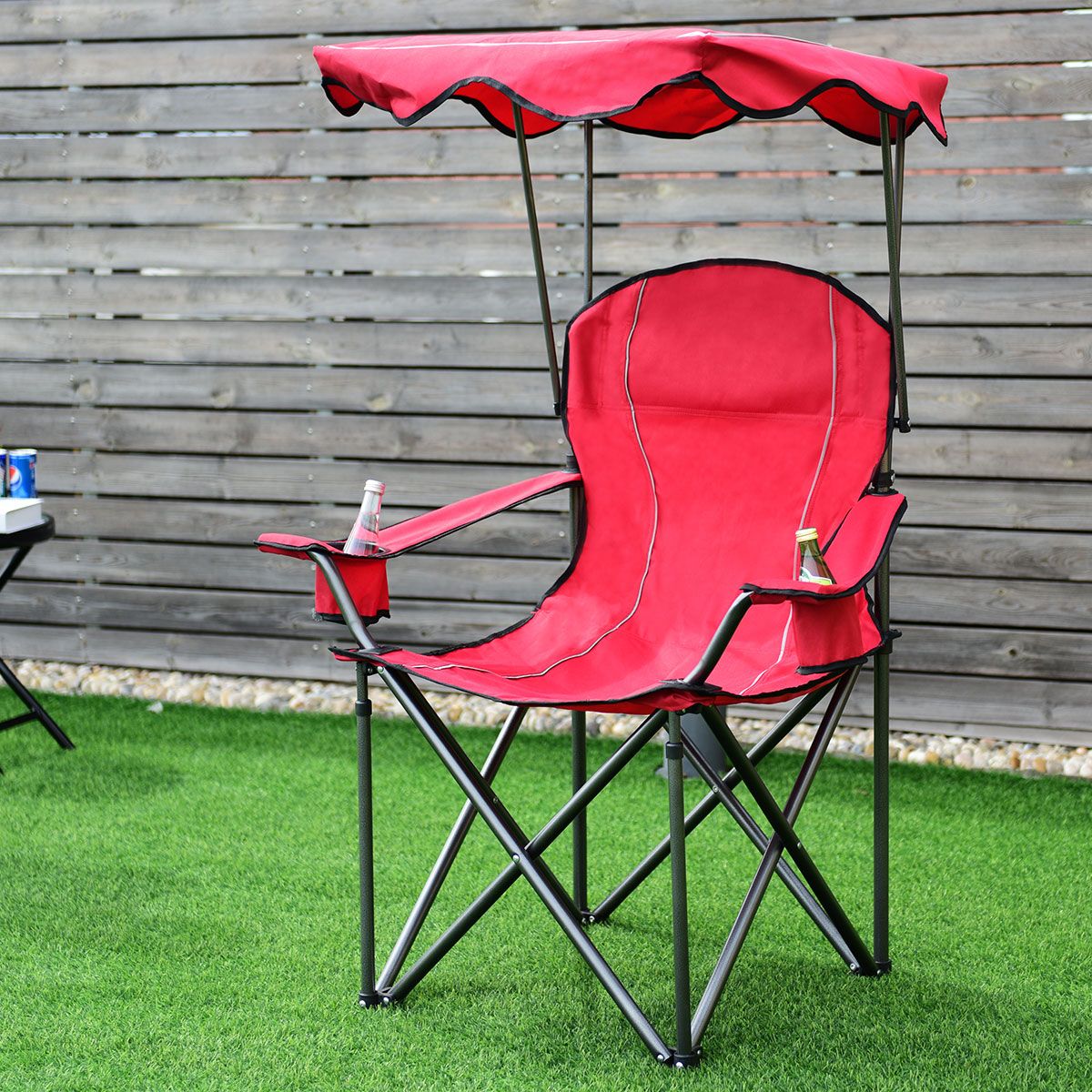 Coast Fishing Chair - Campingstuhl - mit Getränkehalter - faltbar - rot