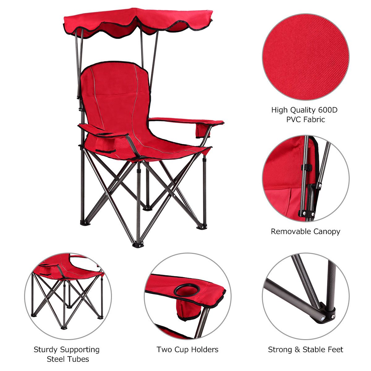 Coast Fishing Chair - Campingstuhl - mit Getränkehalter - faltbar - rot