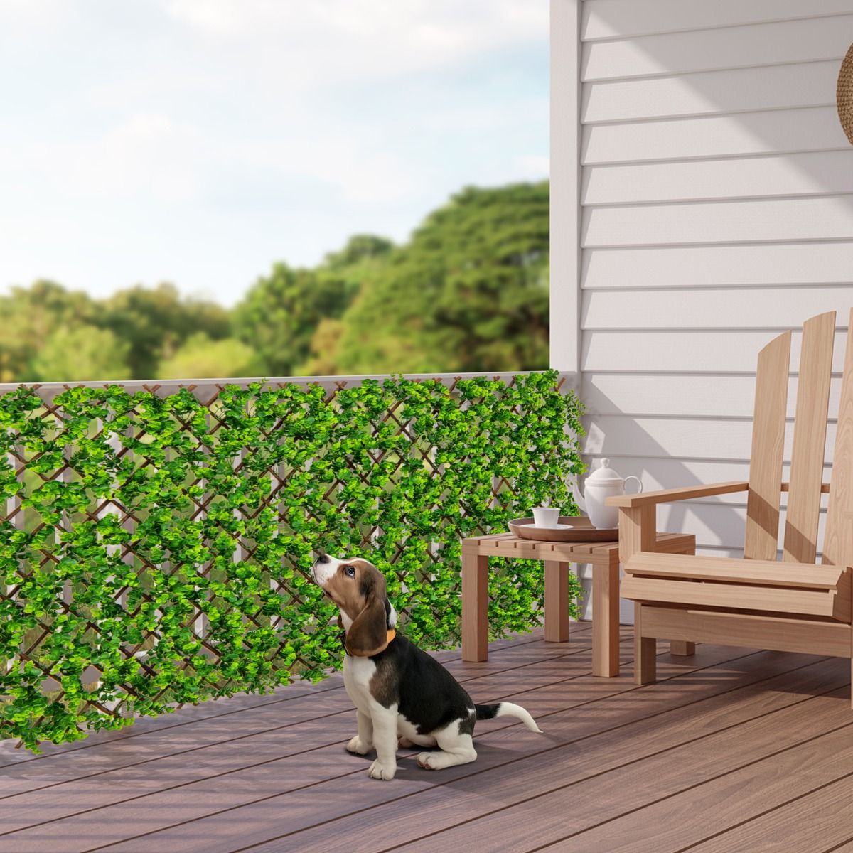 Coast Künstlicher Efeu Eukalyptus Sichtschutz - 180 x 90 cm - Grün - Versenkbarer Garten- und Balkon-Zaun aus Weide und PE
