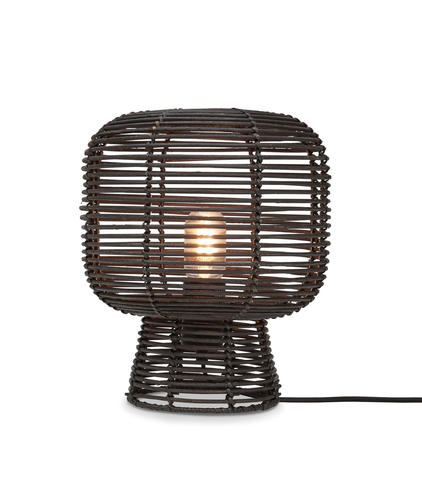 Good&Mojo TANAMI Tischleuchte 30 cm - Schwarzes Rattan - Langlebiges Design - Ø27 cm