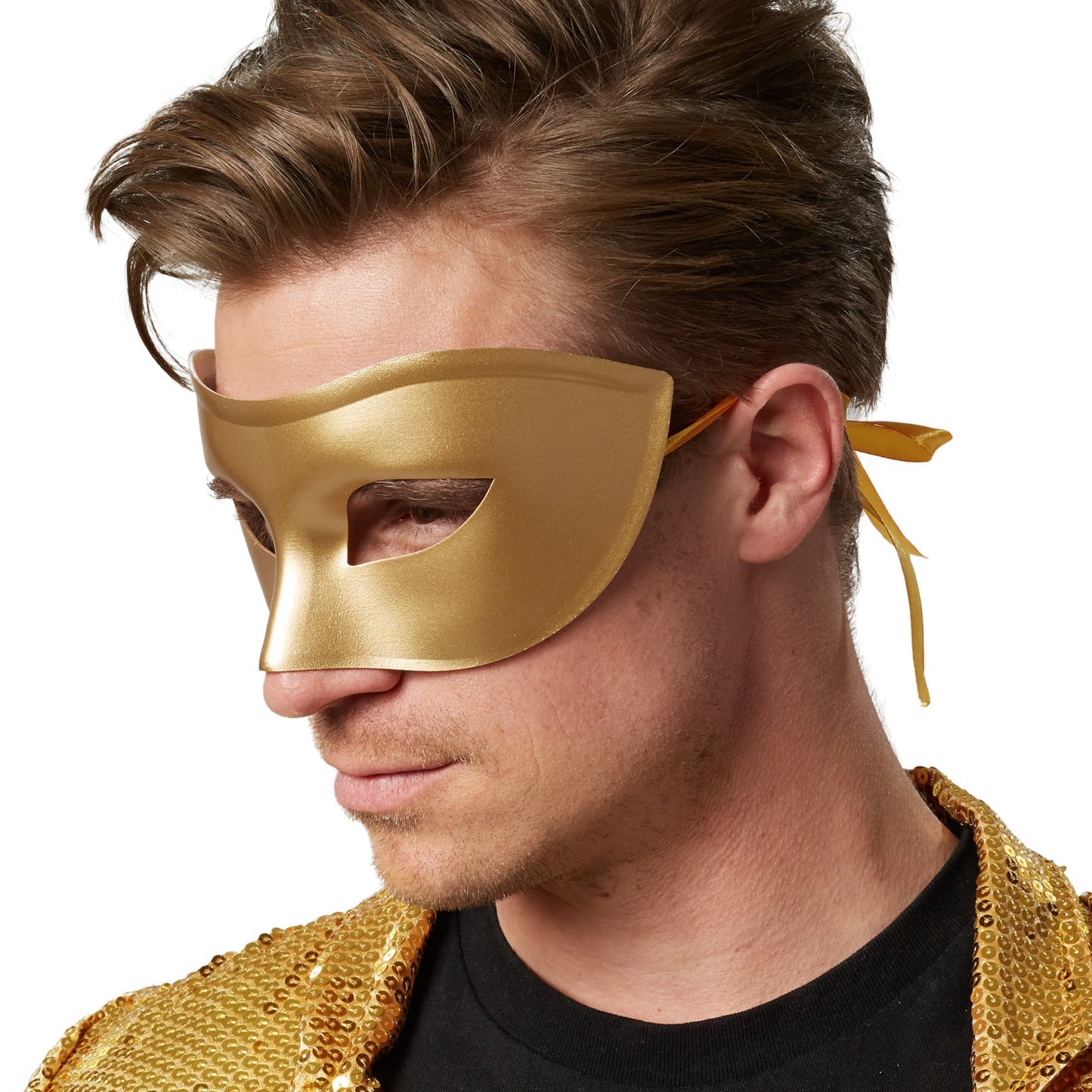 venezianische Maske - schlichtes Gold - 18 × 9 cm