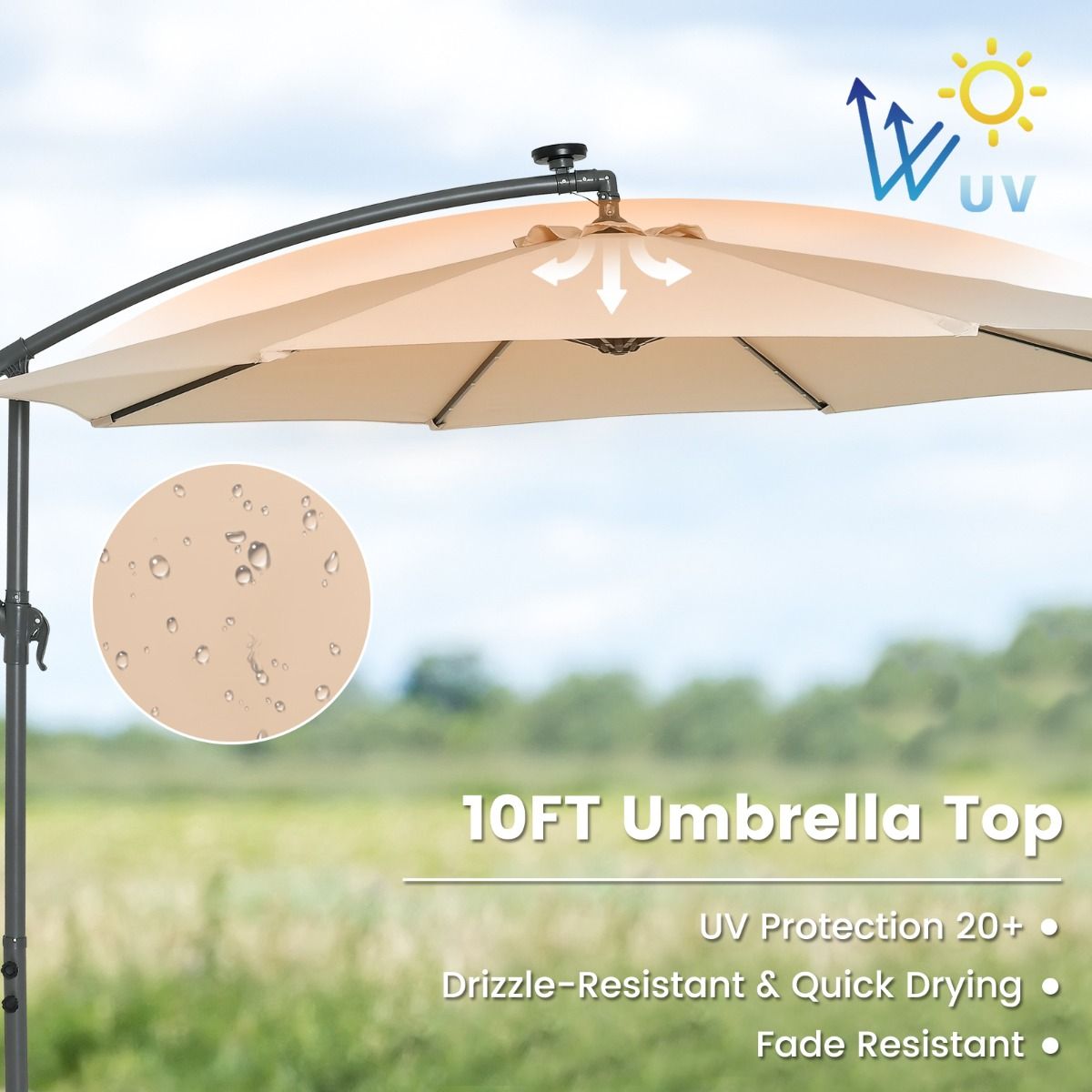 Coast Schwimmender Sonnenschirm mit Sandsäcken und LED-Beleuchtung - Ø300cm - Beige