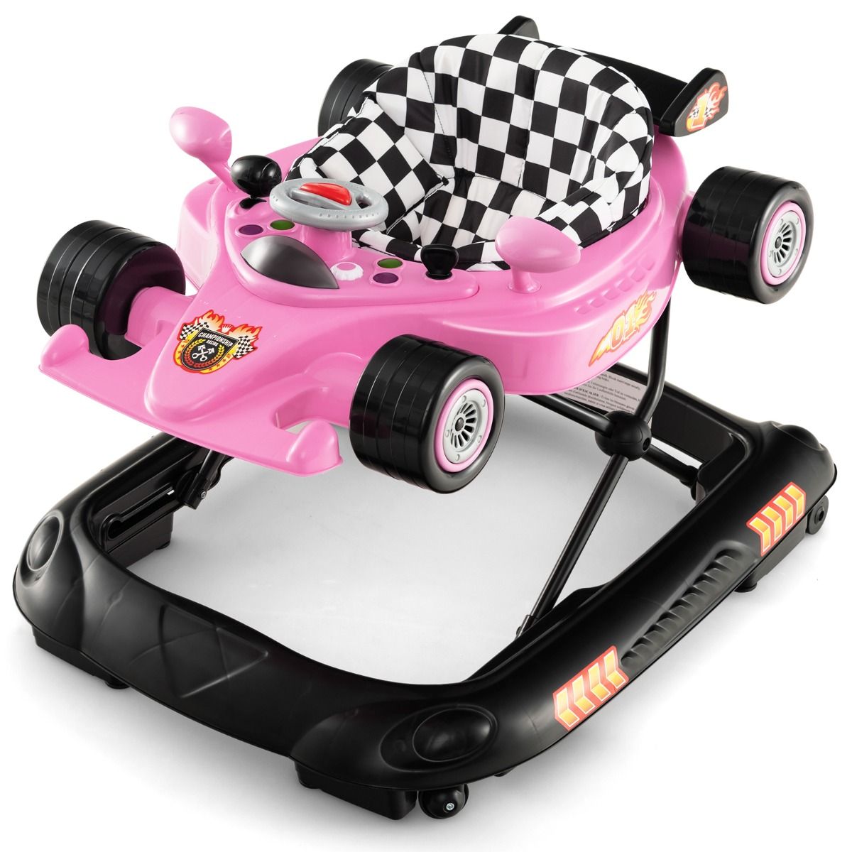 Coast Faltbarer Kinderwagen 4-in-1 Activity Roller - Verstellbare Lauflernhilfe mit Notenblatt, 3 Höhenstufen, 71x61x48,5 cm - Pink