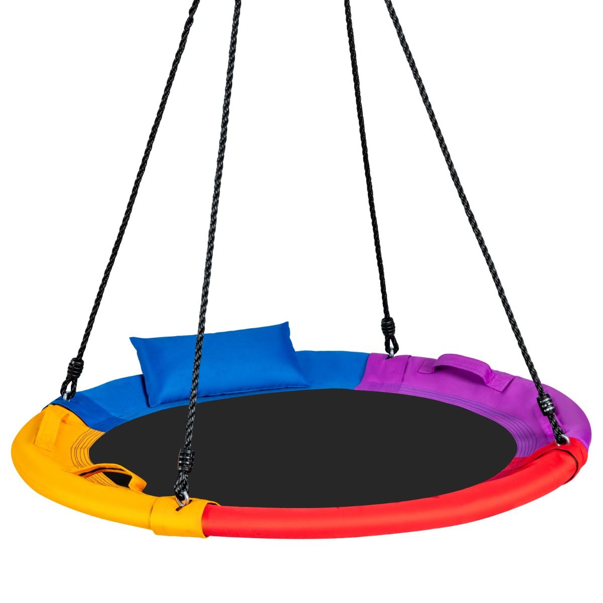 Nestschaukel Ø100 cm - Farbenfroh - Höhenverstellbar 100-180 cm - Inklusive Kissen und Griffe
