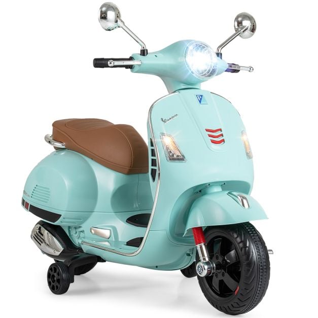 Coast Elektro-Kindermotorrad Grün - Vespa-Scooter mit LED-Licht und Hupe - 75 x 46 x 101 cm