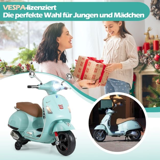 Coast Elektro-Kindermotorrad Grün - Vespa-Scooter mit LED-Licht und Hupe - 75 x 46 x 101 cm