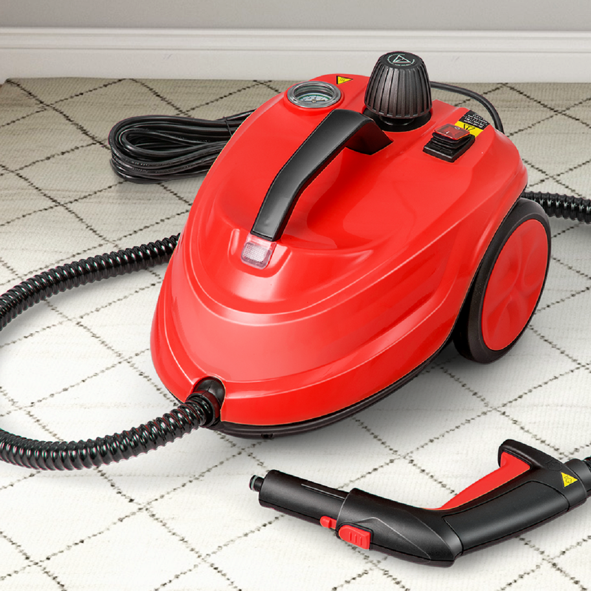 Coast Tragbarer Dampfreiniger 2000W Rot - 37 x 26 x 25 cm - 5 Bar - 1,8 Liter - 15-teilig