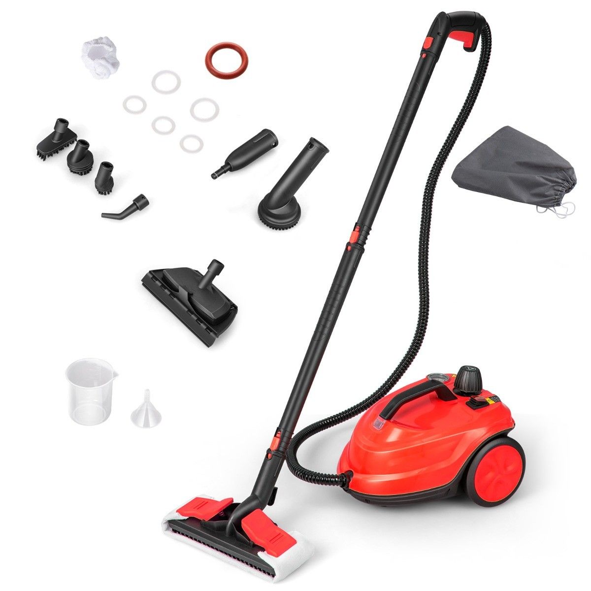 Coast Tragbarer Dampfreiniger 2000W Rot - 37 x 26 x 25 cm - 5 Bar - 1,8 Liter - 15-teilig