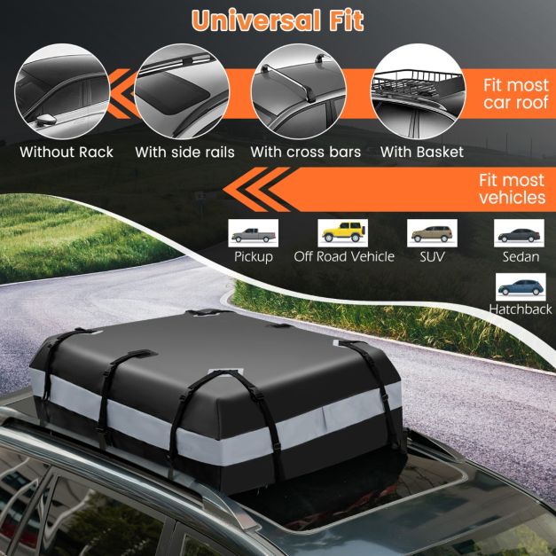 Coast Dachbox - PVC - 424L -Rutschfest - Inkl. Zahlenschloss - 112 x 86 x 43cm - Schwarz