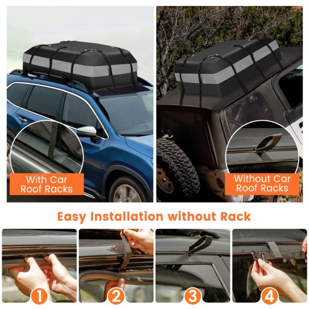 Coast Dachbox - PVC - 424L -Rutschfest - Inkl. Zahlenschloss - 112 x 86 x 43cm - Schwarz