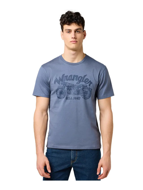 Wrangler - Americana Tee - Herren T-Shirt - 100% Baumwolle - Vintage-Motorrad-Druck - Größe M