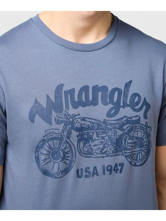Wrangler - Americana Tee - Herren T-Shirt - 100% Baumwolle - Vintage-Motorrad-Druck - Größe M