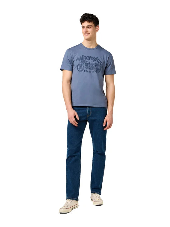 Wrangler - Americana Tee - Herren T-Shirt - 100% Baumwolle - Vintage-Motorrad-Druck - Größe M