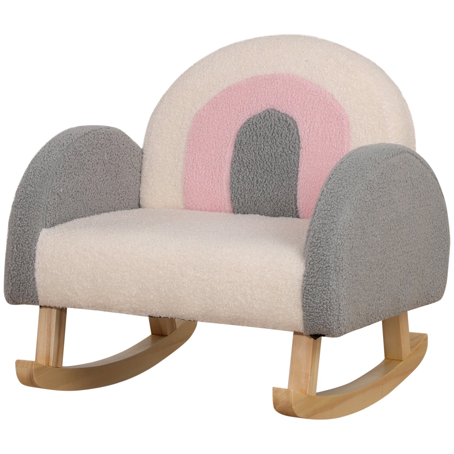 HOMCOM Kinderschaukelstuhl - Grau - 50 x 45 x 44 cm - Bequemer Stuhl mit weicher Polsterung und stabilem Holzrahmen