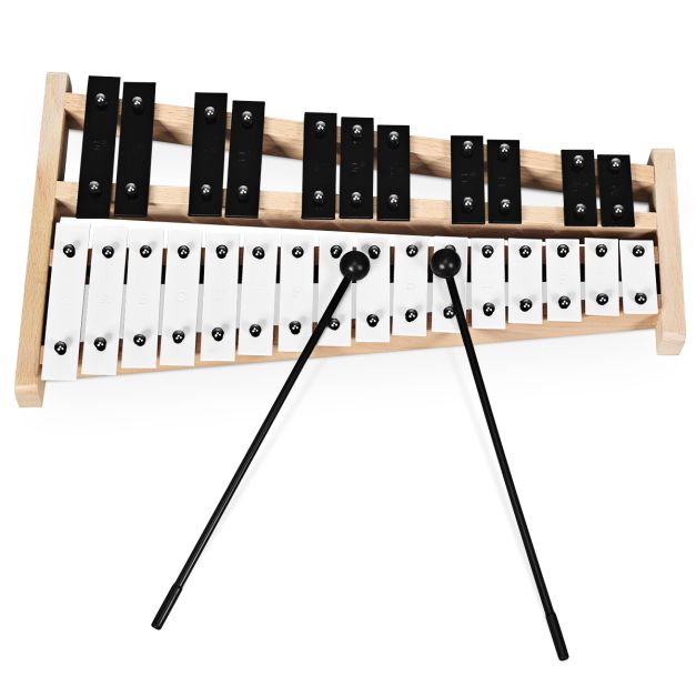Coast Xylophon 27 Noten - Glockenspiel mit Tragetasche und 2 Hämmern - 43,5 x 24 x 4 cm - Schwarz/Weiß