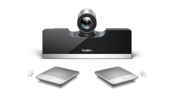 Yealink - Videokonferenz-Kit VDK500 - Full HD & 5-facher optischer Zoom - mit drahtlosen Mikrofonstativen & WPP20 Wireless Pod - Metall & Kunststoff - Silber & Schwarz